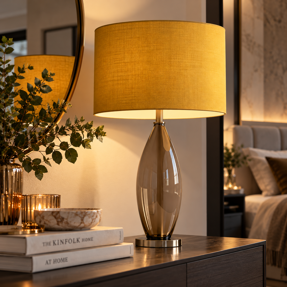 Lampada da Tavolo Sling in Vetro Liscio Tortora – Design Elegante